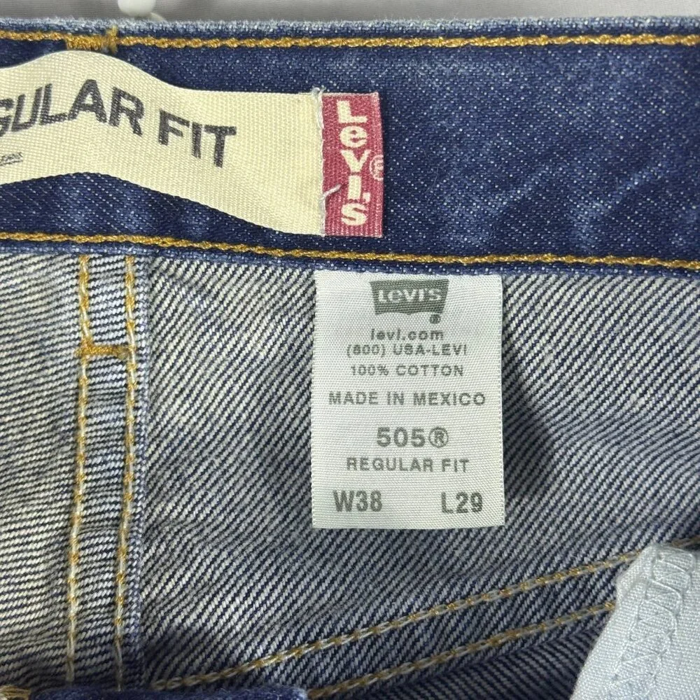Levi's 505 Men's Straight‎ Leg Jeans Blue Denim Regular Fit Zip Fly W38 L29